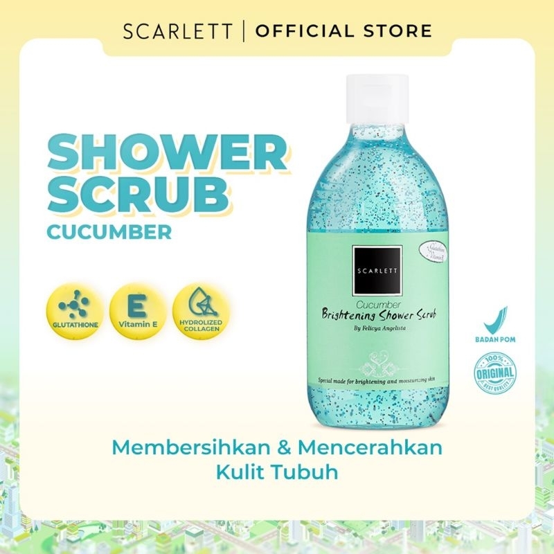 SCARLETT Whitening Brightening Shower Scrub (Sabun Mandi Cair) 300 ML