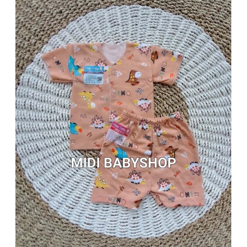 Setelan Pendek Bayi Baru Lahir Setelan Newborn Full Print Hany Baby SNI