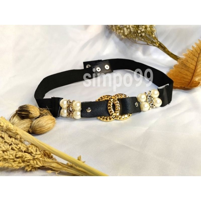 SMP99 - Ikat Pinggang Mutiara CC / Ikat Pinggang Mutiara Korea / Gesper / Ikat Pinggang Mutiara Flash sale / Sabuk Wanita / Gesper Korea / Ikat Pinggang Murah Berkualitas / Sabuk Wanita /Flash sale / Korea / Gesper Ringbelt / Ikat Pinggang Ringbelt