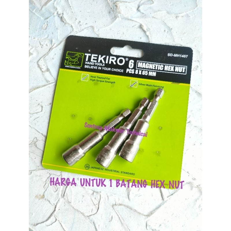 TEKIRO 8 X 65 MM Mata Bor Magnetic Magnet Hexnut Hex Nut Socket Kunci Roofing Baut