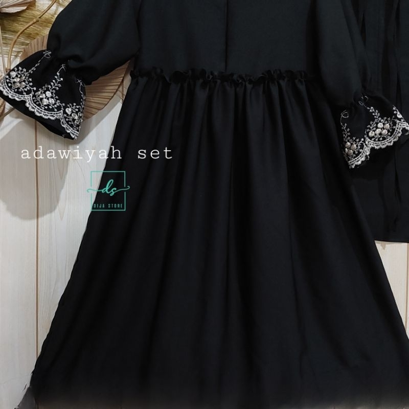 Dijastore Adawiyah Set Gamis Anak, Gamis Anak Perempuan, Gamis Anak warna Hitam