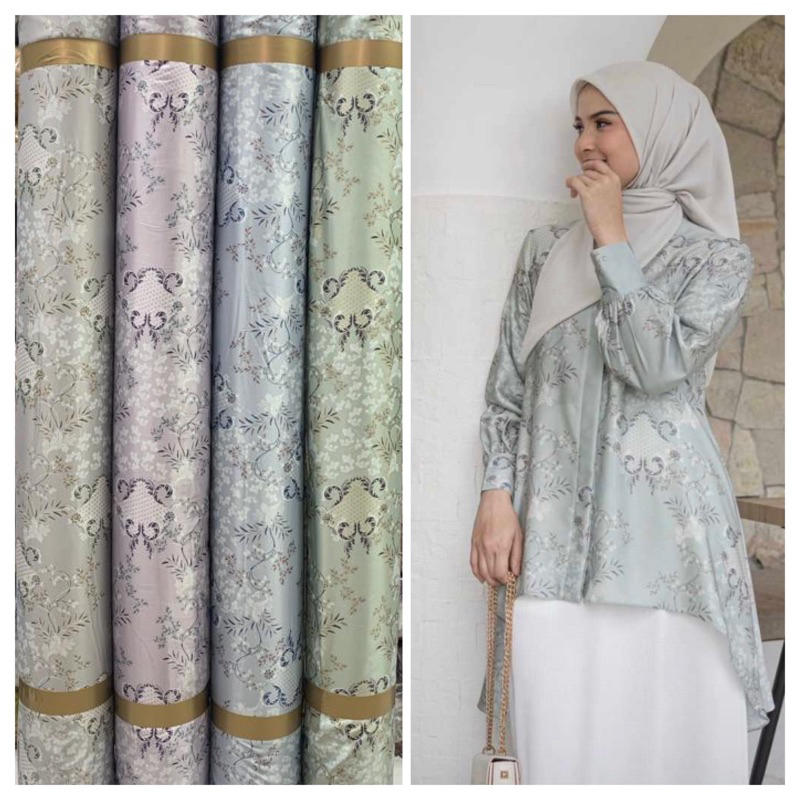 Bahan Kain Silk Nadhira / bahan gamis mukena / kain meteran sage murah / maxmara luxury / Diorsilka