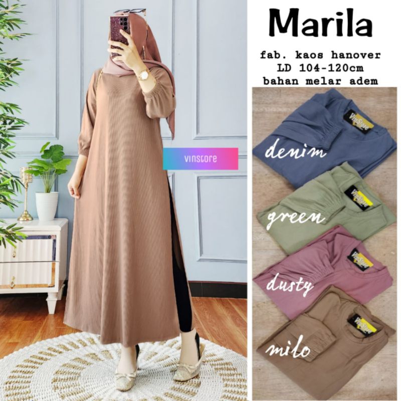 ATASAN TUNIK TERBARU MARILA BAHAN KAOS HANOVER LD104-120cm