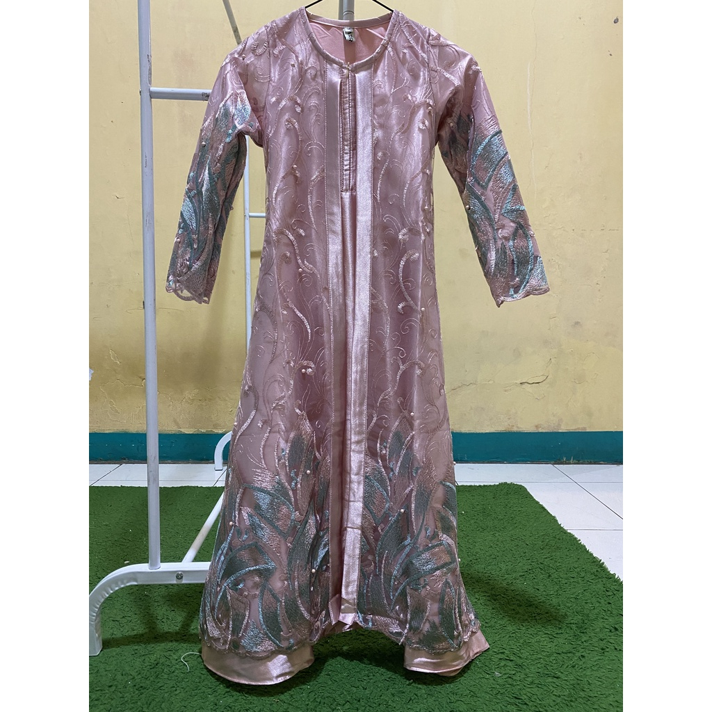 GAMIS ANAK TERBARU LEBARAN 2023 BAHAN SATIN KRISTAL MIX TILLE 2 WARNA BORDIR