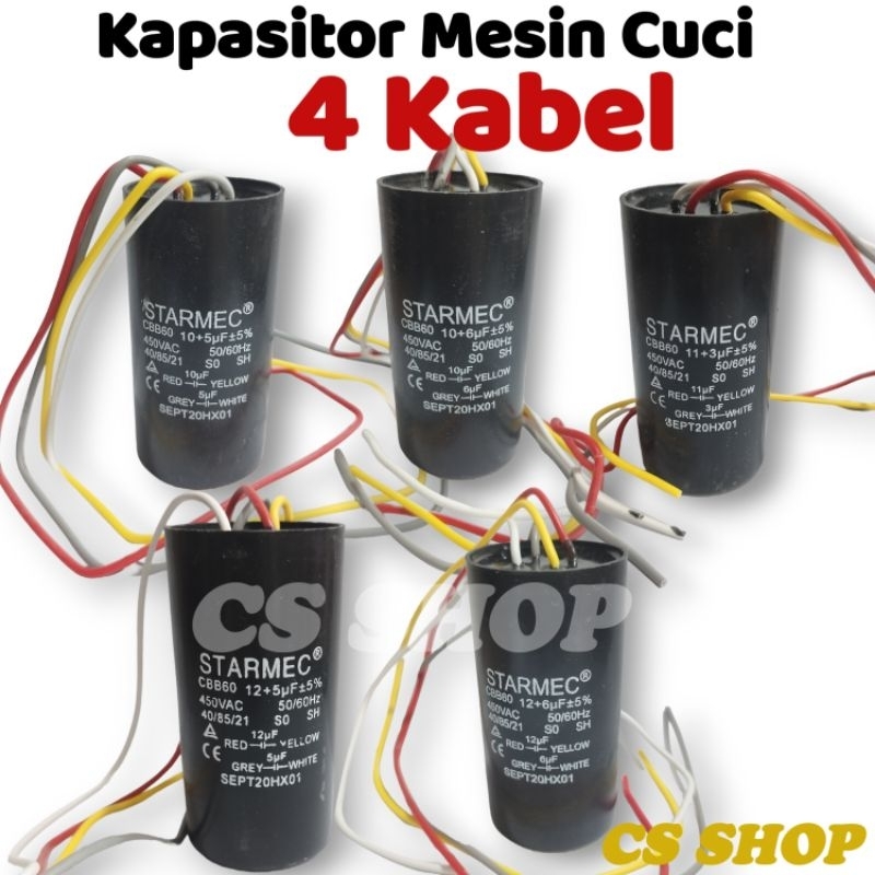 Kapasitor Mesin Cuci 2 Tabung Model 4 Kabel/Kapasitor Mesin Cuci Manual Full Ukuran