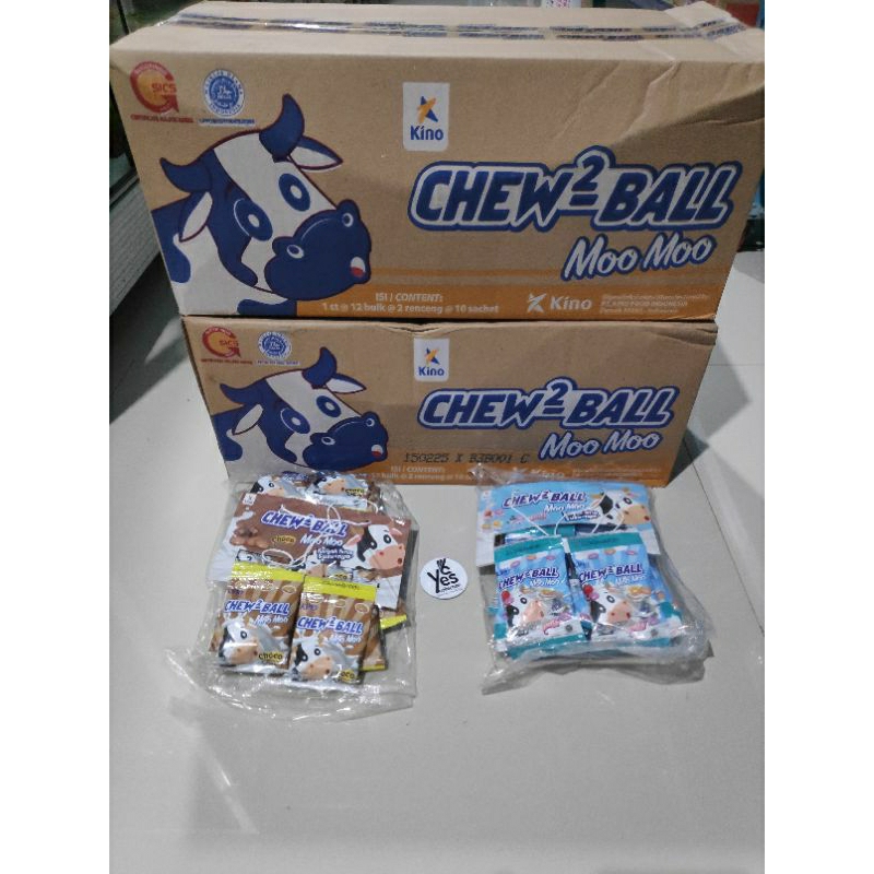 Permen Chew2Ball 1 Bulk Pres = 2 Renceng = 20 Saset Sachet Candy Chew-chew Chew Ball Jajan Snack anak Moo Mo Rasa Choco Fruits makanan ringan