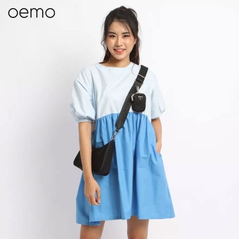 SALE OEMO Cotton Women Relaxed Slip On Dress Woth Oversized Puff