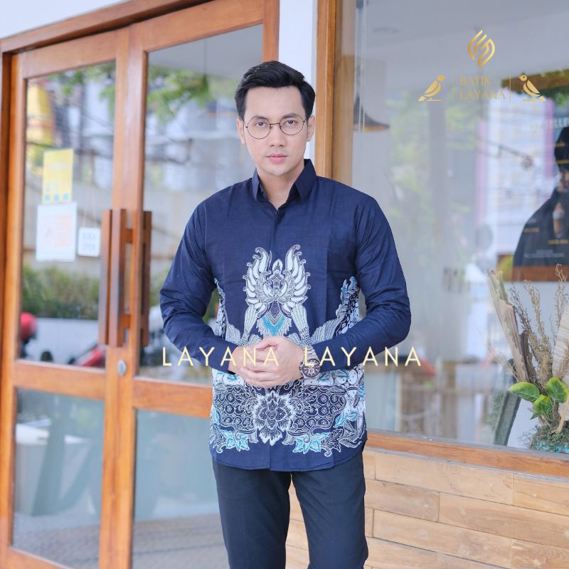 Kemeja Batik Layana Motif Sekar Cidro Slimfit Premium Puring Hero Full Body Baju Formal Nonformal Pakian Keluarga Lebaran