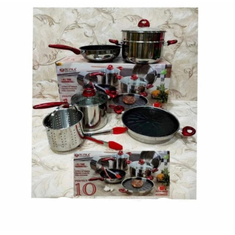 supra panci set stainless / panci supra set isi 10pcs perfect stainless