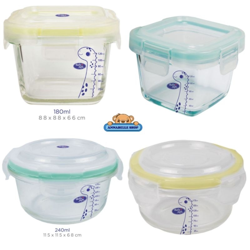 Baby Safe Food Glass Container 180ml 240ml FC006 FC008 kotak kaca