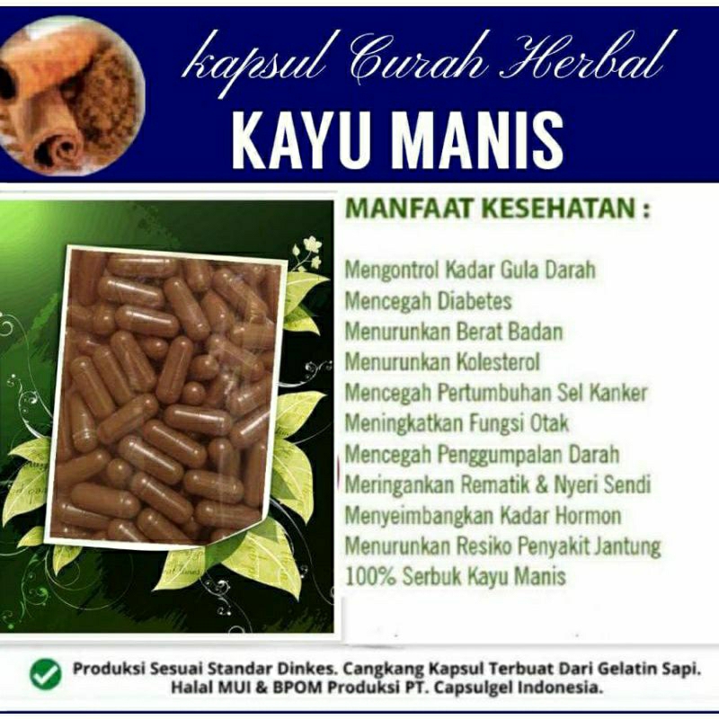 

KAYU MANIS SUPER PREMIUM 100 KAPSUL OBAT HERBAL ALAMI (GRADE A5)