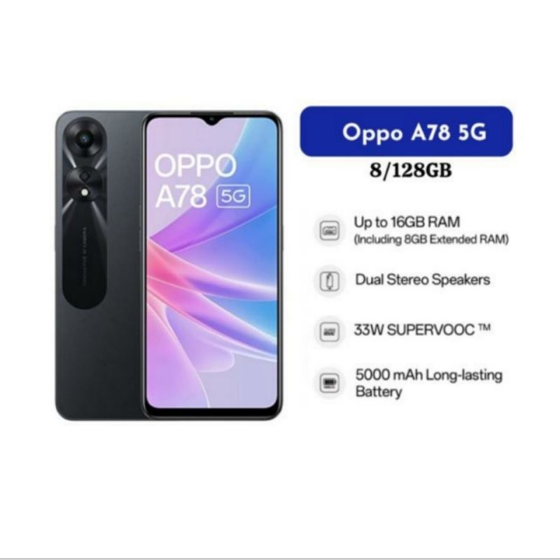 OPPO A78 5G RAM 8/128 NFC Support  GARANSI RESMI OPPO INDONESIA