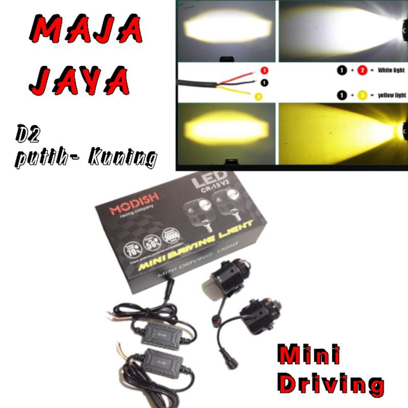 Lampu mini driving Lampu sorot Laser D2 Putih - Kuning Modish