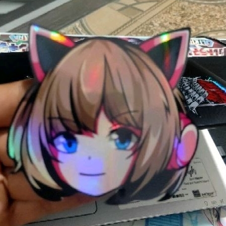 stiker anime hologram cat girl stiker motor mobil laptop
