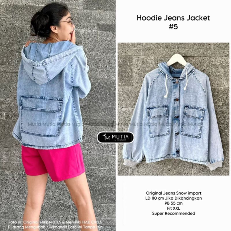 HOODIE JEANS JACKET #5 BY MUTIA // JAKET JEANS WANITA MUSLIMAH / Atasan wanita premium