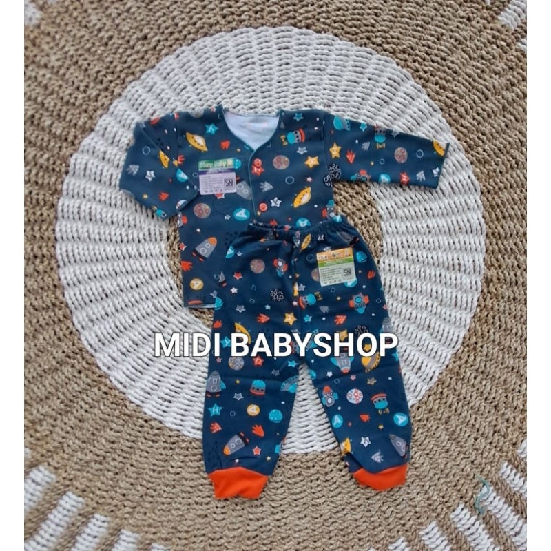 Setelan Panjang Bayi Baru Lahir Setelan Newborn Full Print Premium Quality Hany Baby SNI