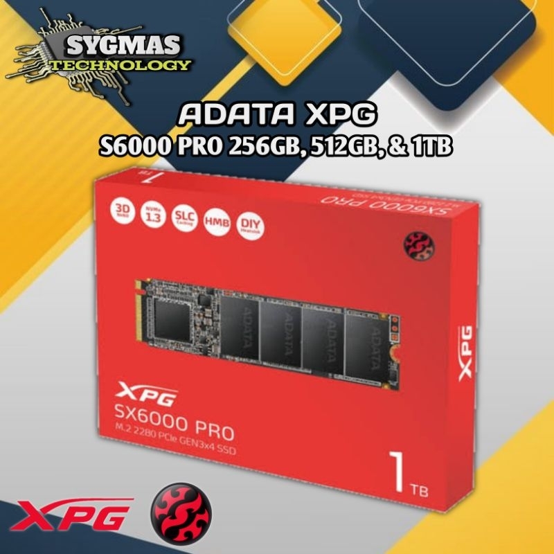 SSD M.2 NVME ADATA XPG SX6000 PRO 256GB, 512GB, & 1TB