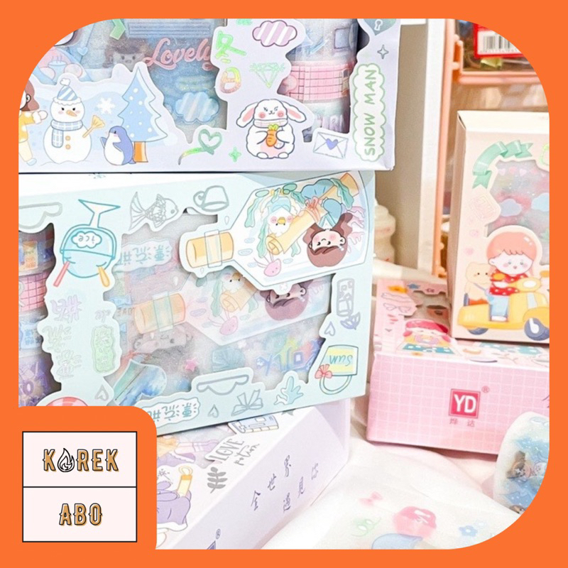 

[COD] Paket Stiker Dan Washitape Box Stiker Bludru Velvet Stiker Viral Lucu Stiker Roll Scrapbook DIY Kado Unik Kreatif Dapat Box