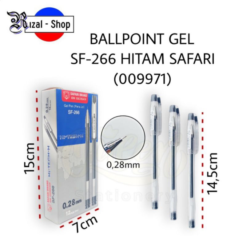 

Pulpen Bolpen Hi-Tech-H 0.28 mm Safari Brand SF 266 Gel Pen