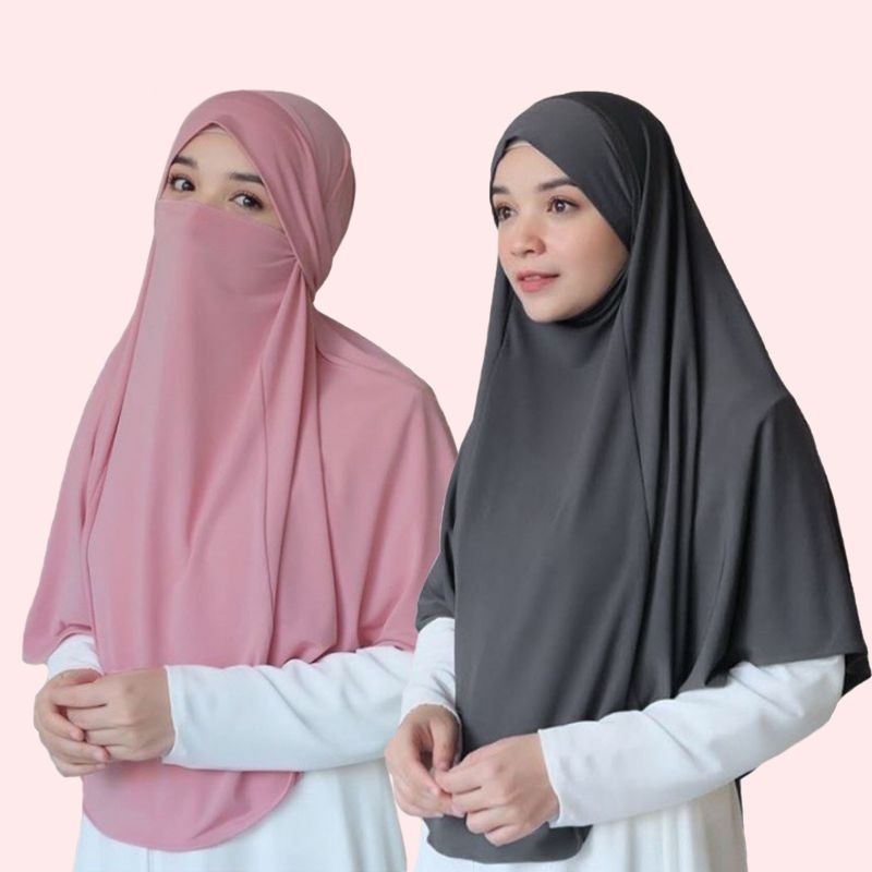 Jilbab Kerudung Khimar French Niqob Cadar 2 In 1 Jersey