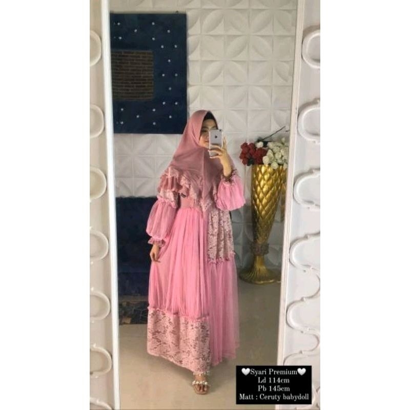 gamis syari premium tutu brukat brand elzisha label