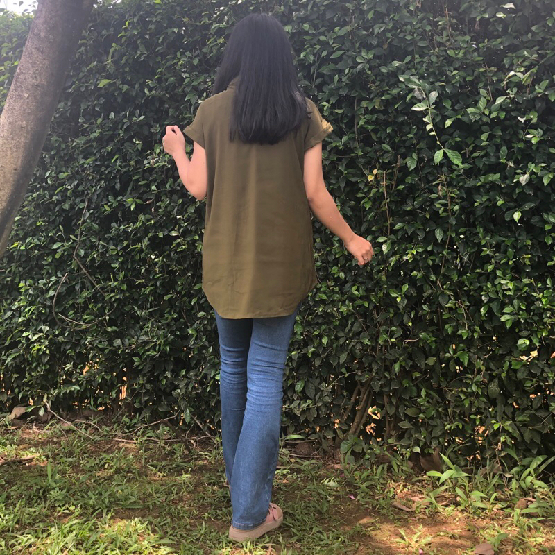 Lumut Coker - Blouse Leher Coker - Atasan Lengan Pendek