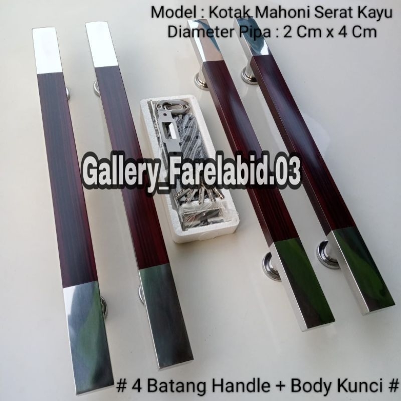 Handle Pintu Rumah Stainless Steel Kotak Panjang 100 Cm Set Kunci Gagang 80 Cm Pegangan Tarikan Pintu Kupu Tarung Minimalis 1 Meter