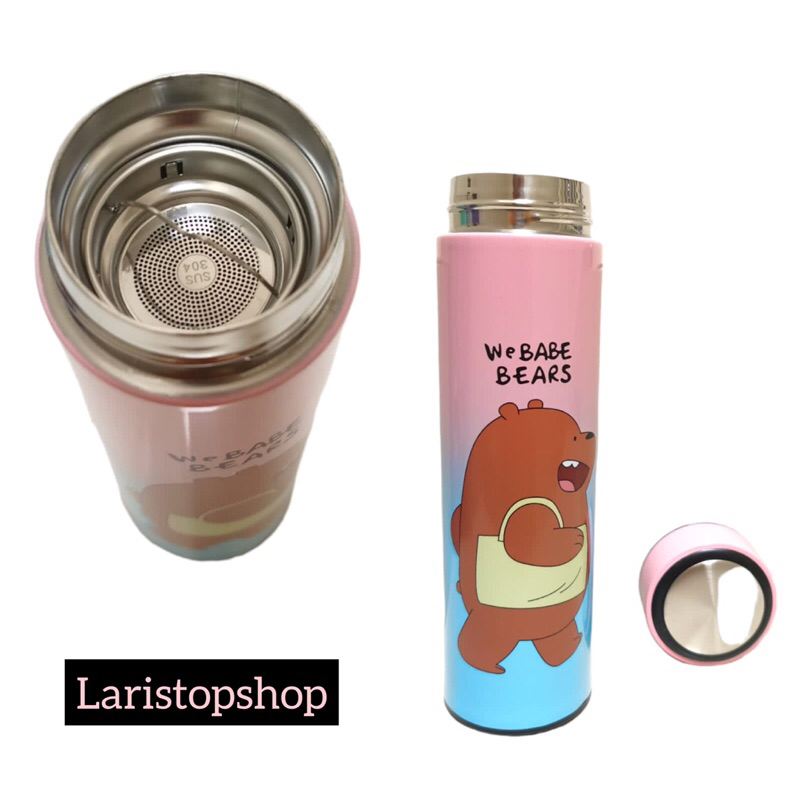 Termos Karakter Beruang Stainless Steel / Mug Tahan Air Panas &amp; Dingin / Tumbler Botol Minum Set