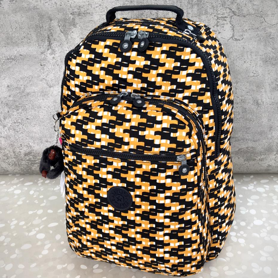 Tas Ransel Laptop Kipling Class Seoul Medium Besar Kuning Hitam ORIGINAL Anak Jalan Laki Pria Unisex