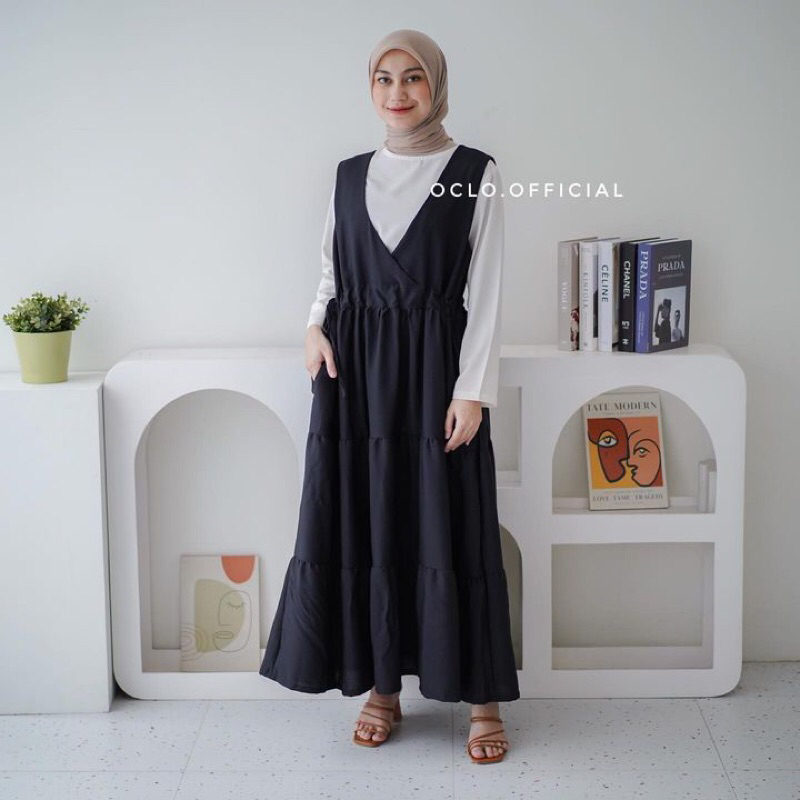 Liavin Overall by oclo | Dress gamis overall outwear (tanpa inner) raya collection lebaran