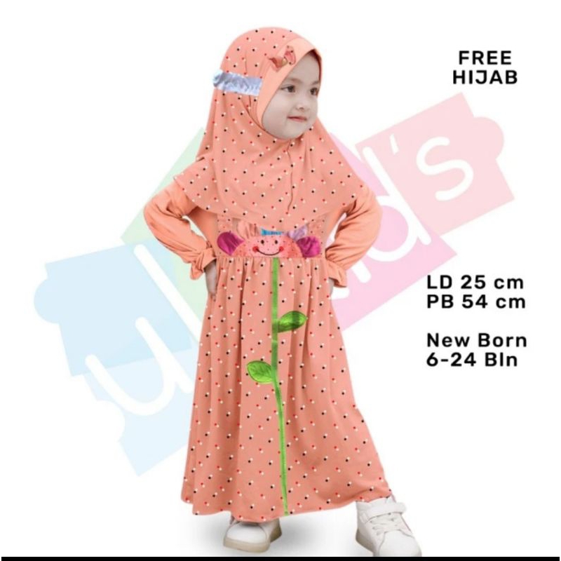 Ulikids Gamis Polkadot Anak Perempuan Bahan Katun Premium