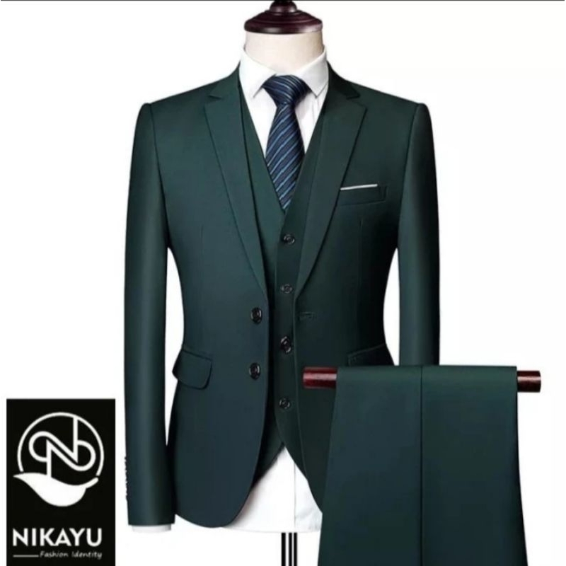 NIKAYU Premium - Jas Blazer Pria MODRIC HIJAU - Jas Pria Slim fit Casual list putih keren murah