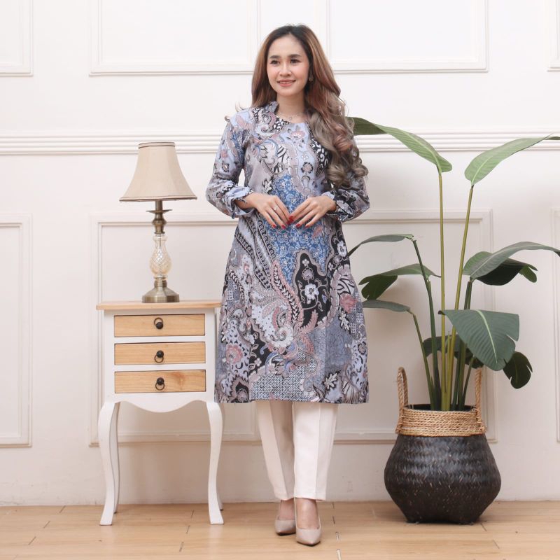 TUNIK BATIK WANITA LENGAN PANJANG BUSUI || TUNIK KERJA KANTOR