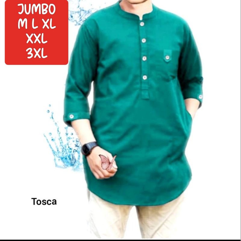 Baju Koko Pria Premium Lengan Pendek 3/4 JUMBO BIG SIZE XXL XXXL 3XL Kurta Pakistan Gamis Pria Laki 