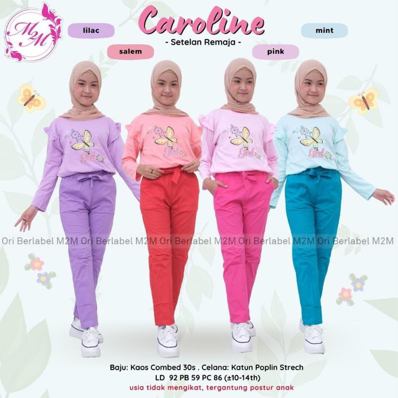 SETELAN REMAJA ANAK CEWEK MUSLIM KAOS CELANA KATUN CAROLINE ORI M2M