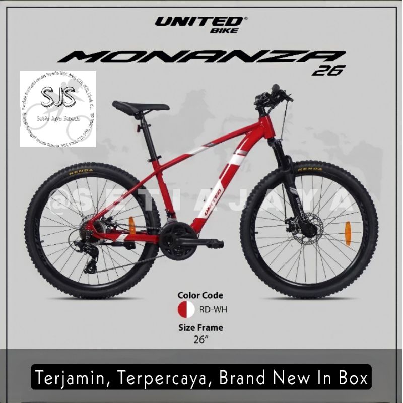 Sepeda Gunung MTB 26 Inch UNITED MONANZA Alloy 3x8 Speed New