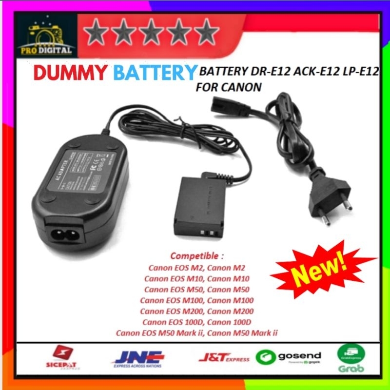 LP-E12 Dummy Battery DC Coupler For Canon EOS M M2 M10 M50 M100 M200