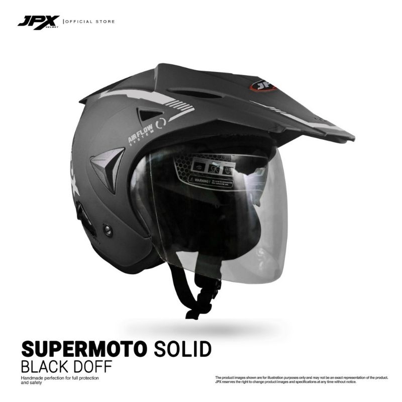 Helm JPX supermoto solid Hitam