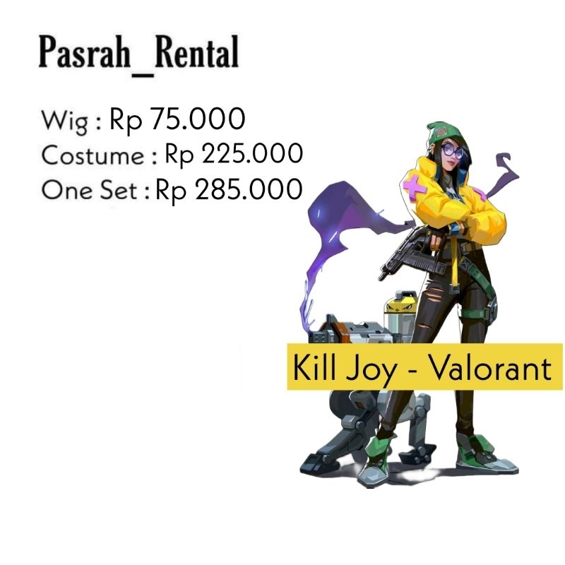 SEWA RENTAL KOSTUM / COSPLAY KILLJOY VALORANT