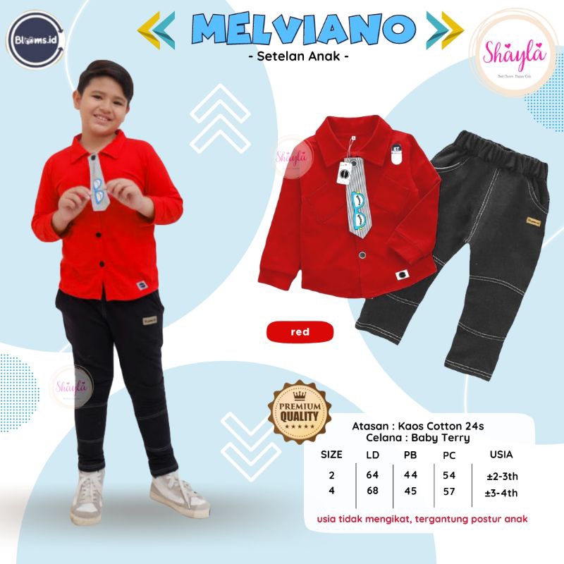 SETELAN ANAK COWOK KEMEJA KAOS CELANA MELVIANO ORI SHAYLA
