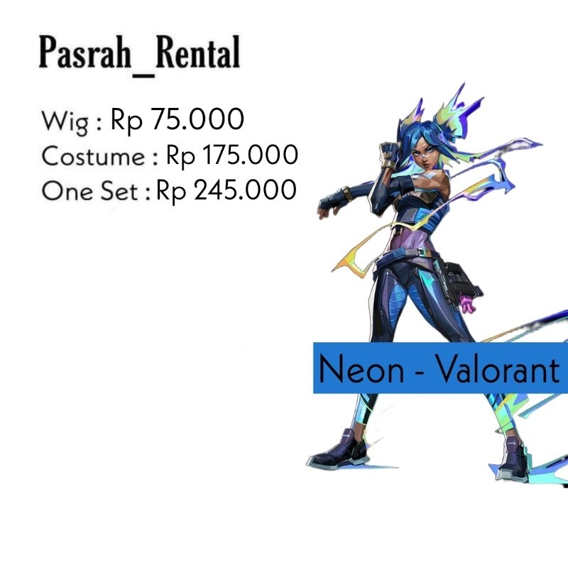 SEWA RENTAL KOSTUM / COSPLAY NEON VALORANT