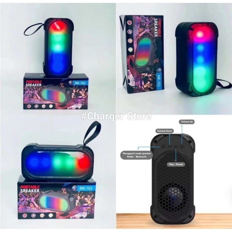 Speaker Bluetooth LED MK-102 Portabel Ultra BASS Wireless Stereo