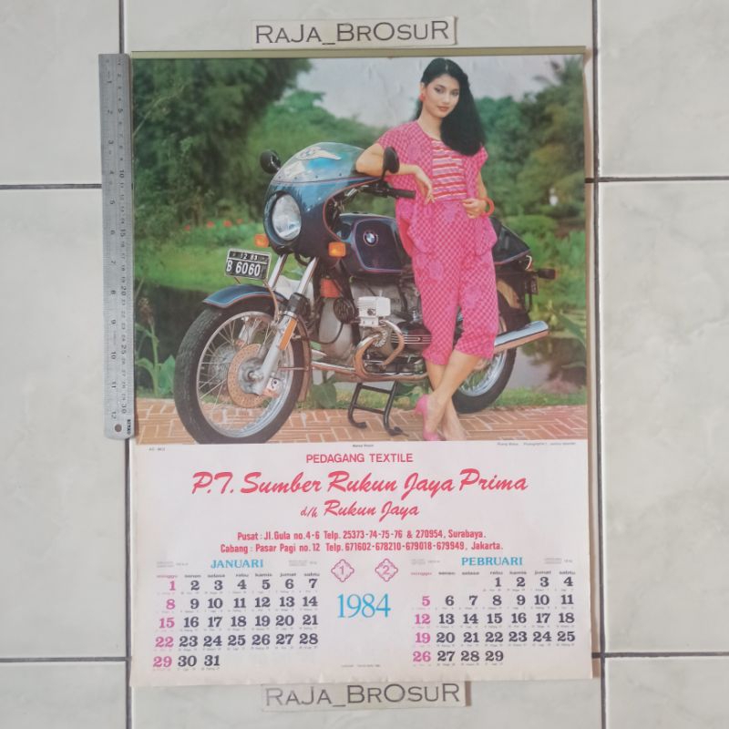 Kalender jadul lawas tahun 1984 lengkap Poster iklan Yamaha RX King Cobra/Suzuki TRS dll