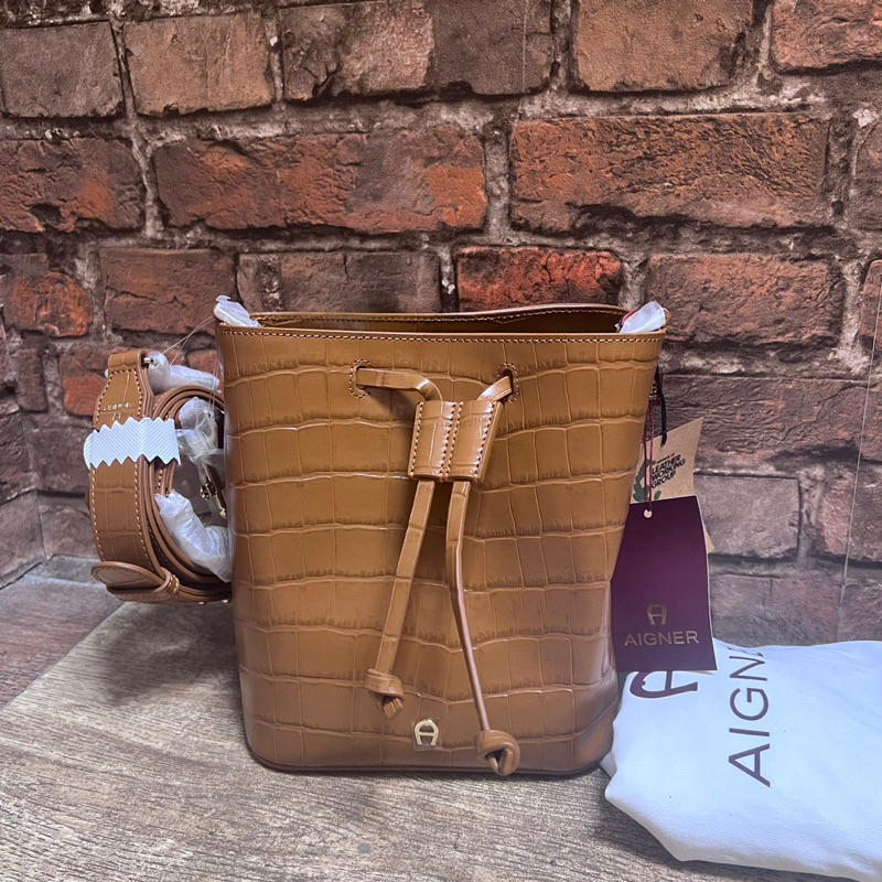 Tas Aigner Laura Small Hobo Croco Cognac Brown (New With Tag)