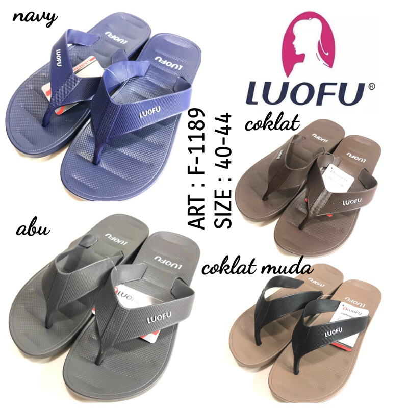 Sandal Jepit Pria Luofu 1189E01 Navy Abu Coklat Coklat Muda Sandal Luofu Murah Ori
