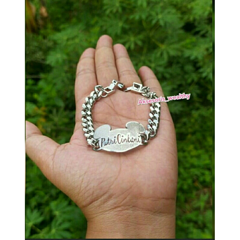 Gelang Mickey mouse ukir nama / gelang nama / gelang tangan wanita / gelang pria