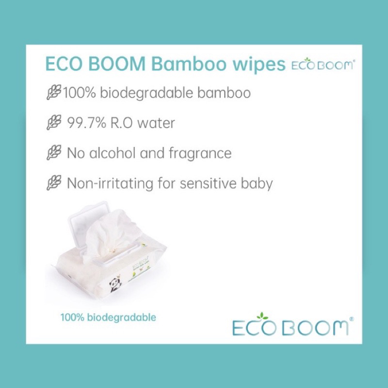 ECO BOOM Pure Water Bamboo Wipes 60s / Tisu Basah Bambu