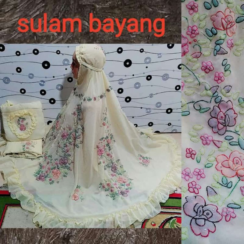 Mukena sulam bayang - warna warni