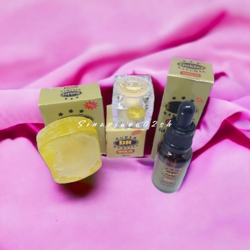 Paket Cream Dr Gold 4in1 Holo Kuda + Serum Dokter Gold Dan Sabun Gold Dus 60grm - 1set