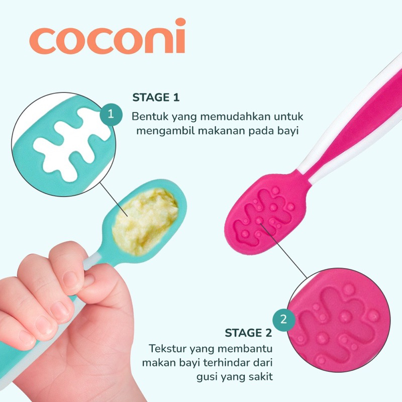 Coconi My First Pre Spoon 2pcs Sendok Makan Bayi 2pc 4m+ Sendok Belajar Bayi Sendok MPASI